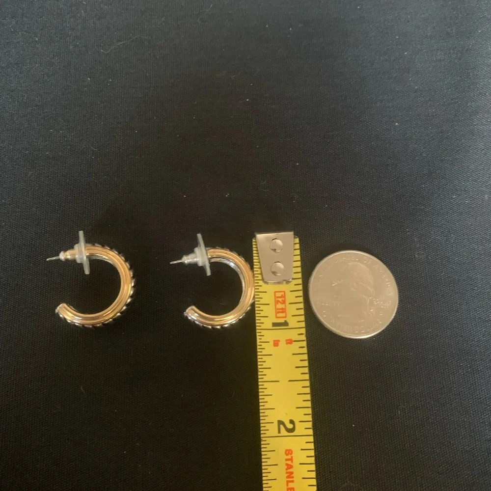 Vintage, pierced, silver & gold hoops, good condition.
